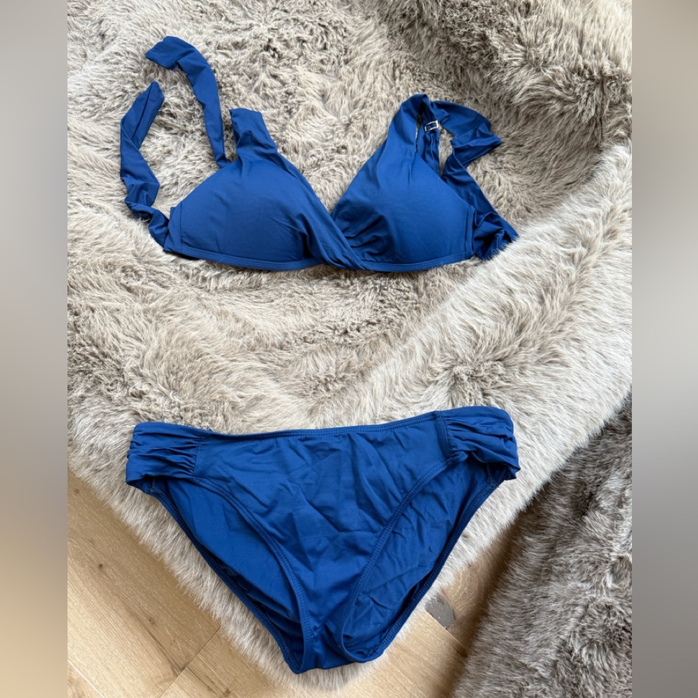 Lauren Ralph Lauren Blue Classic Bikini Swimwear FITS LARGE